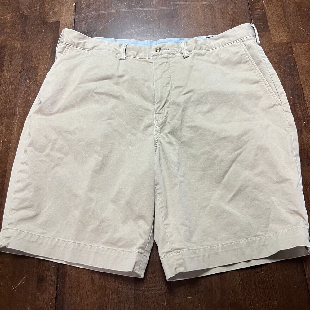 Polo Ralph Lauren Shorts Men's 38 Stretch Straight Fit Beige‎ 9" Inseam Preppy